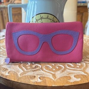 👓 ACCESSORIZE! iLi New York Leather Eyeglasses Case w/ 2 Zippers & Clean Lining